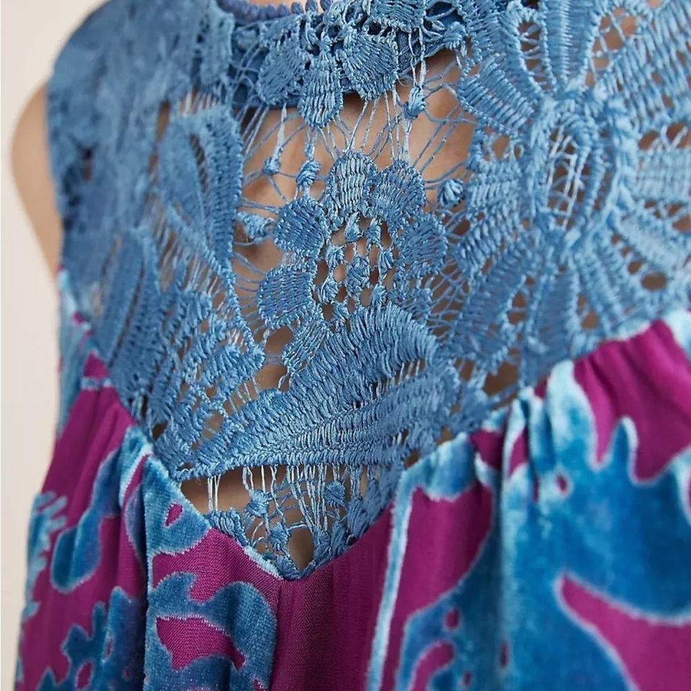 Anthropologie Lace Velvet Top/Blouse size Medium - Picture 7 of 9